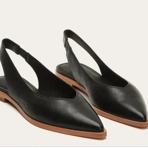 Frye Black Leather Slingback Flats